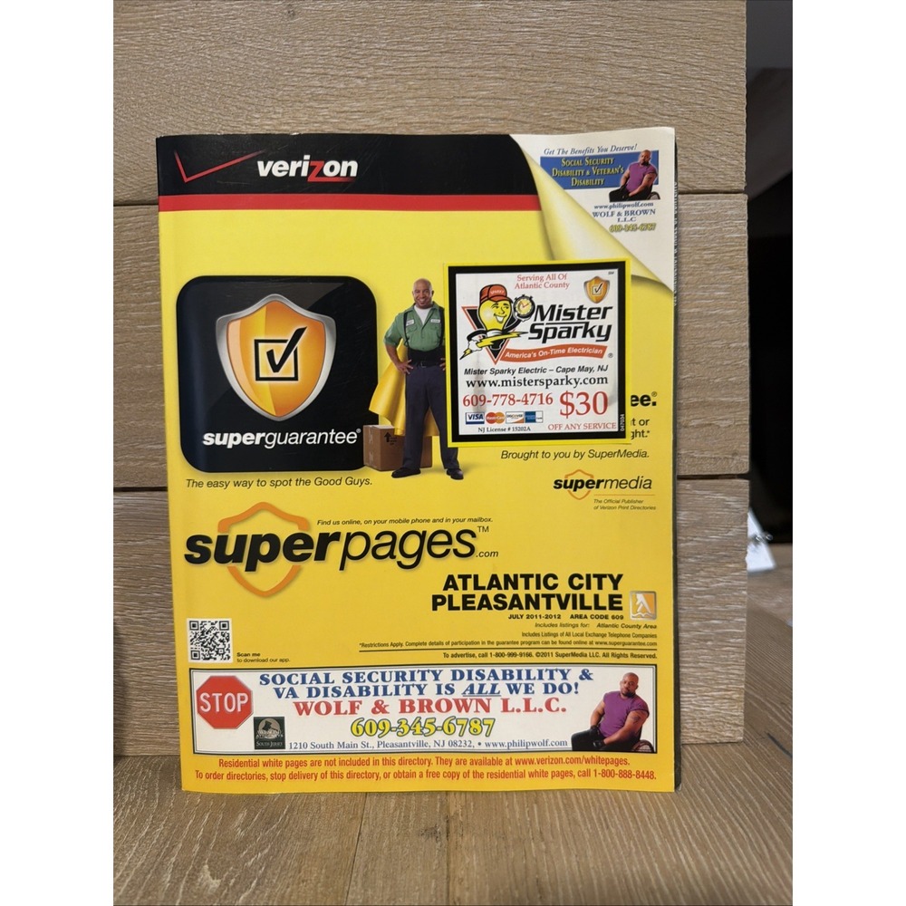 Verizon Super Pages Atlantic City Pleasantville area code 609 2011-12 Phone Book